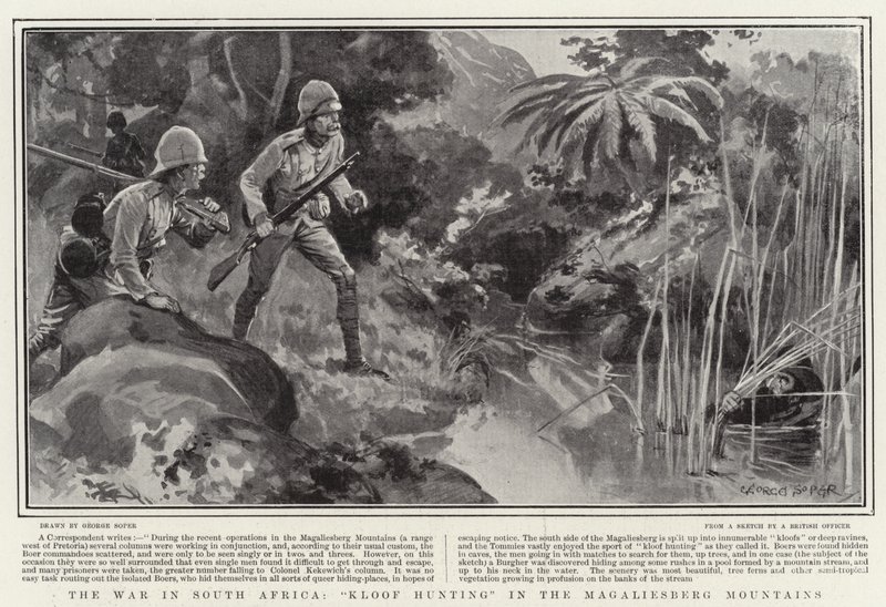 La guerra in Sudafrica, caccia al Kloof nelle montagne del Magaliesberg da George Soper