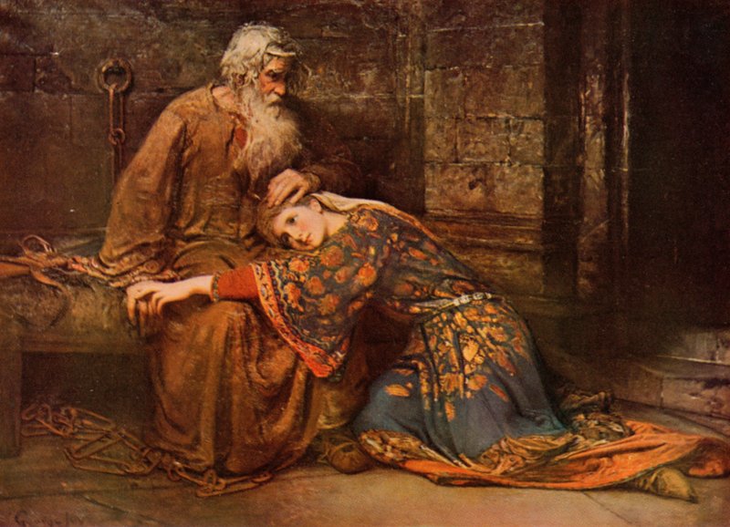 Shakespeare: Cordelia conforta Re Lear in prigione, Re Lear, Atto V, Scena 3 da George William (after) Joy