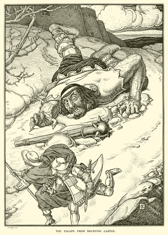 La fuga dal Castello del Dubbio da George Woolliscroft Rhead