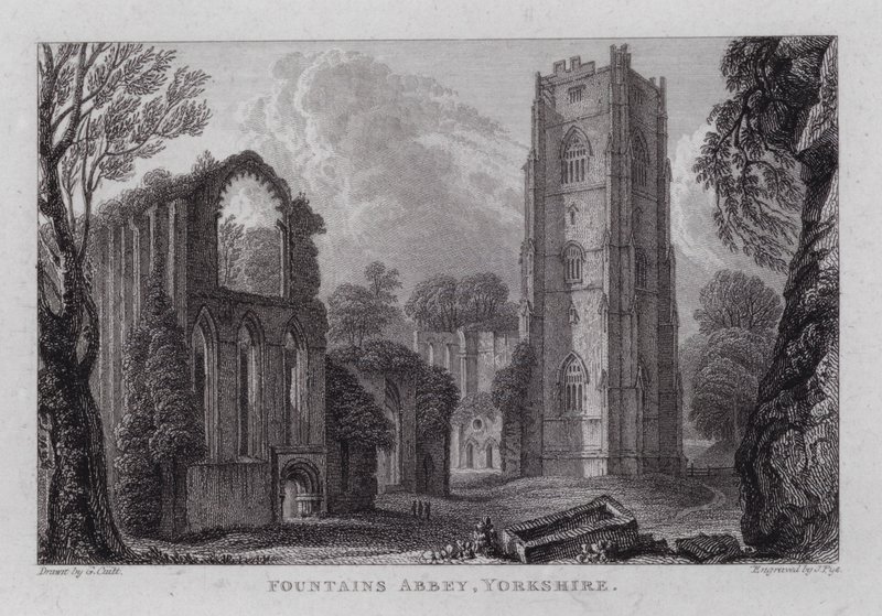 Abbazia di Fountains, Yorkshire (incisione) da George the Younger Cuitt