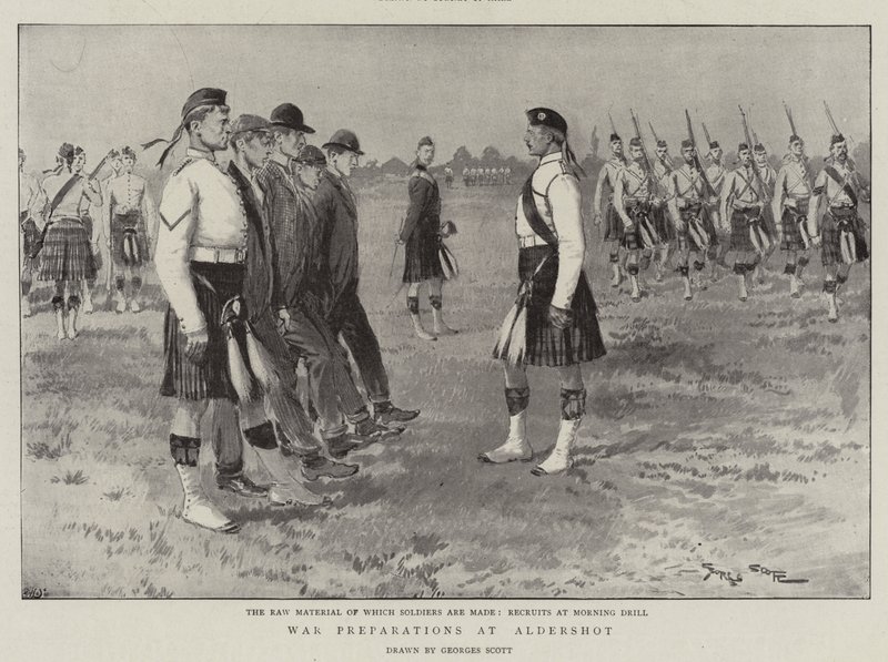 Preparativi di guerra ad Aldershot da Georges Bertin Scott