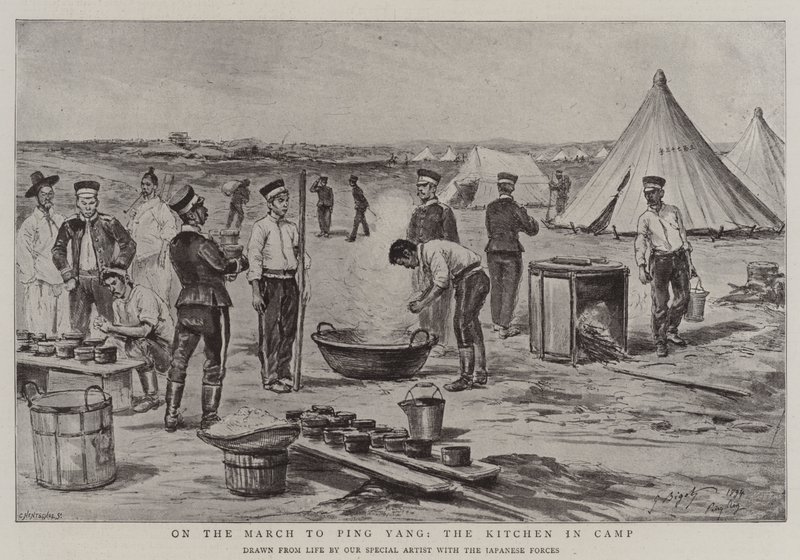 In Marcia verso Ping Yang, la Cucina nel Campo da Georges Ferdinand Bigot