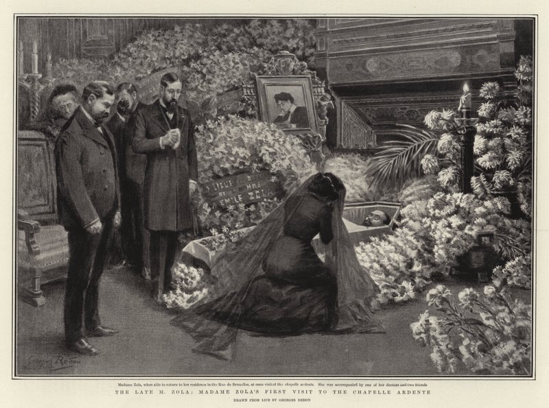 Il Defunto M. Zola, la Prima Visita di Madame Zola alla Chapelle Ardente da Georges Redon