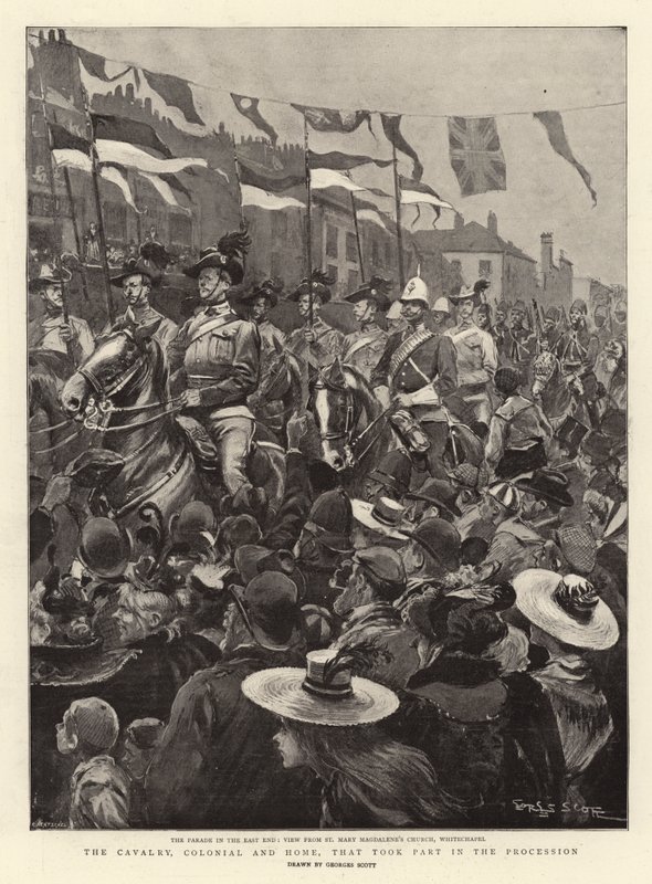 La cavalleria, coloniale e domestica, che ha partecipato alla processione da Georges Bertin Scott