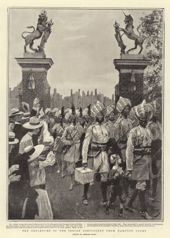 La partenza del contingente indiano da Hampton Court da Georges Bertin Scott