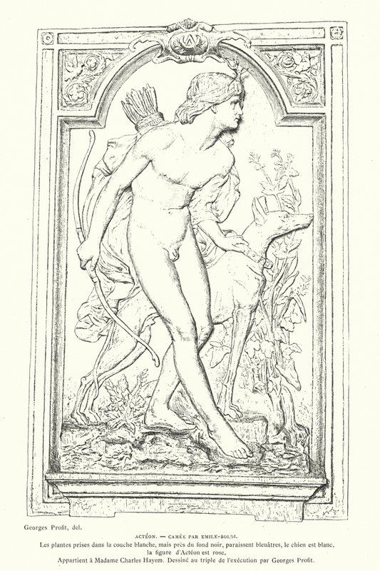 Atteone, eroe della mitologia greca, cammeo dello scultore francese Emile Soldi da Georges Ernest Profit