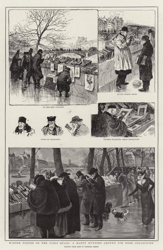 Scene Invernali sui Quais di Parigi, un Felice Terreno di Caccia per i Collezionisti di Libri da Georges Redon