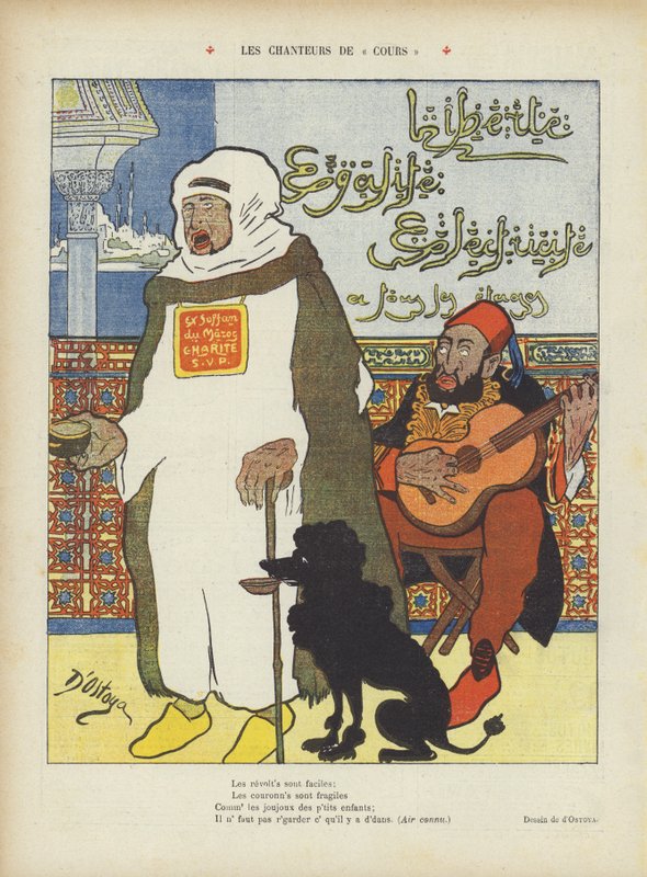 Satira che raffigura il deposto Sultano marocchino Abdelaziz e il Sultano ottomano Abdul Hamid II da Georges d 1878 1937 Ostoya