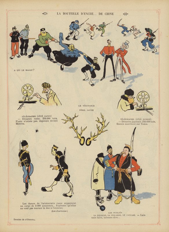 Satira sulla guerra russo-giapponese. Illustrazione per Le Rire da Georges d 1878 1937 Ostoya