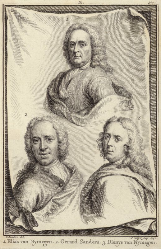 Ritratti di Elias van Nijmegen, Gerard Sanders e Dionys van Nijmegen da Gerard Sanders