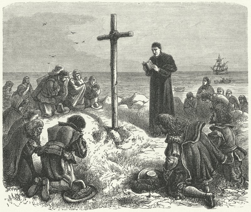Sbarco dei Padri Pellegrini nel New England, 1620 da German School
