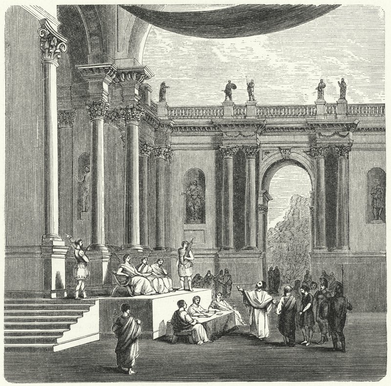 Un tribunale romano (incisione) da German School