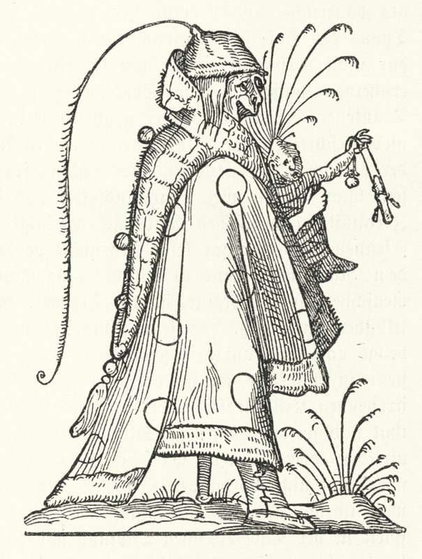Un personaggio dal libro Les Songes drolatiques de Pantagruel (I sogni comici di Pantagruel) di Richard Breton (incisione) da German School