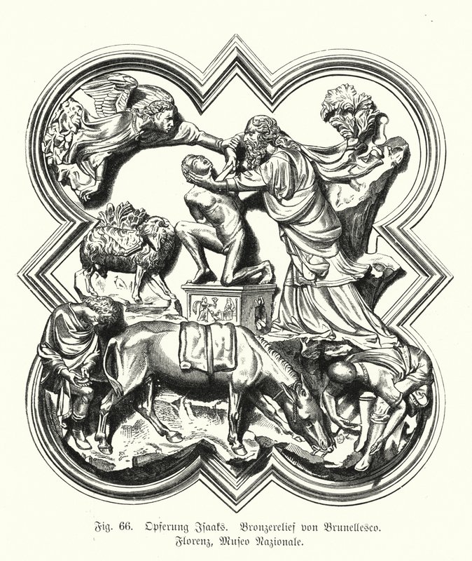 Abramo che offre suo figlio Isacco in sacrificio, rilievo in bronzo di Filippo Brunelleschi da German School