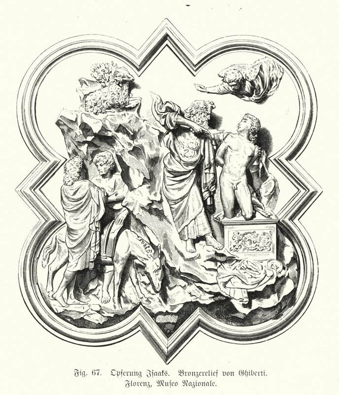 Abramo che offre suo figlio Isacco in sacrificio, rilievo in bronzo di Lorenzo Ghiberti da German School