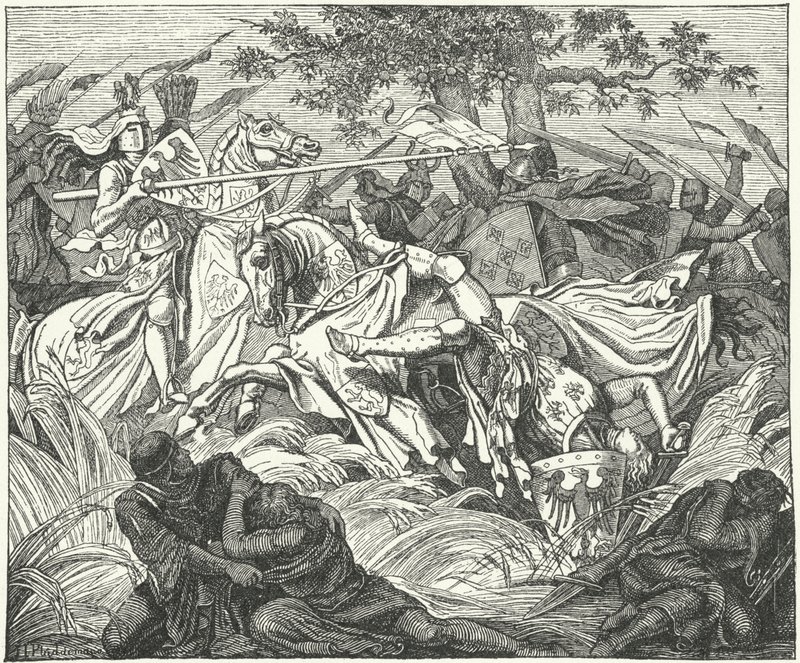 Adolfo di Germania cade nella battaglia di Göllheim da German School