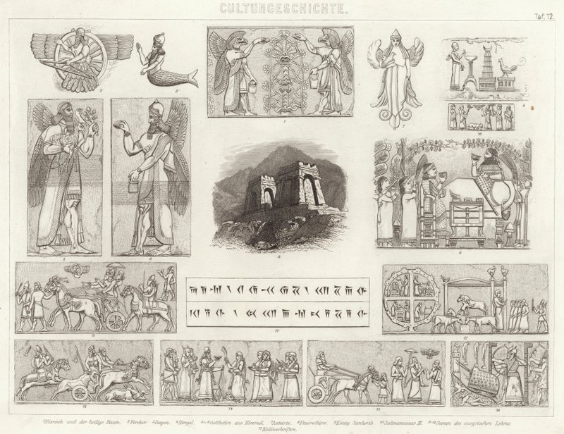 Antica Assiria. Illustrazione per Bilder-Atlas da German School