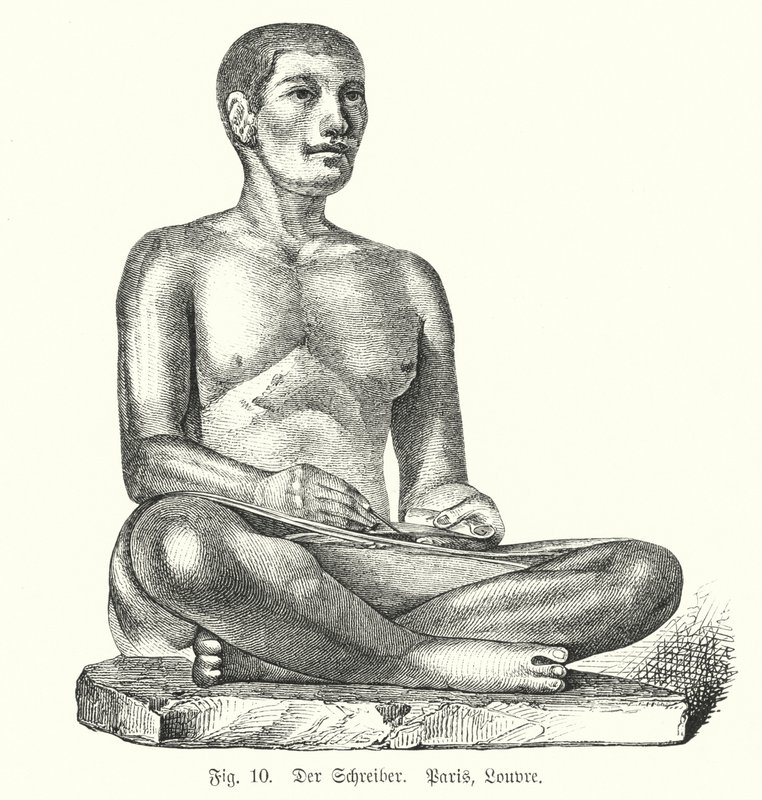 Figura egizia antica di uno scriba seduto da German School