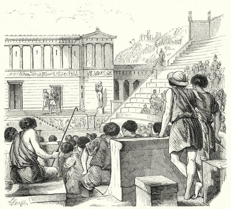 Teatro greco antico (incisione) da German School