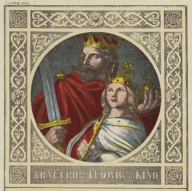 Arnolfo e Ludovico il Fanciullo, 887-899 e 899-911 da German School