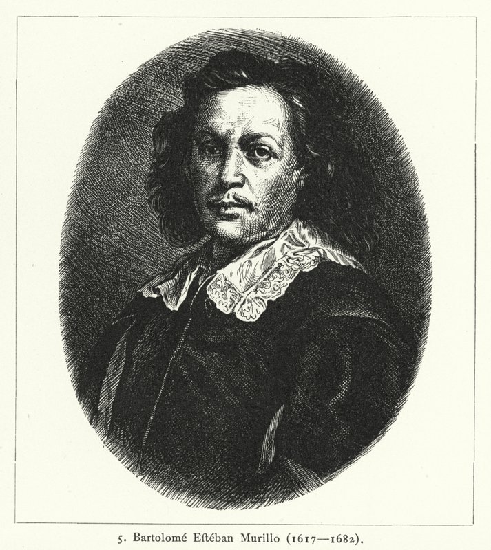 Bartolomé Esteban Murillo, pittore barocco spagnolo (incisione) da German School