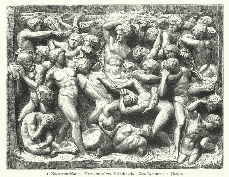 Battaglia dei Centauri, rilievo in marmo di Michelangelo da German School