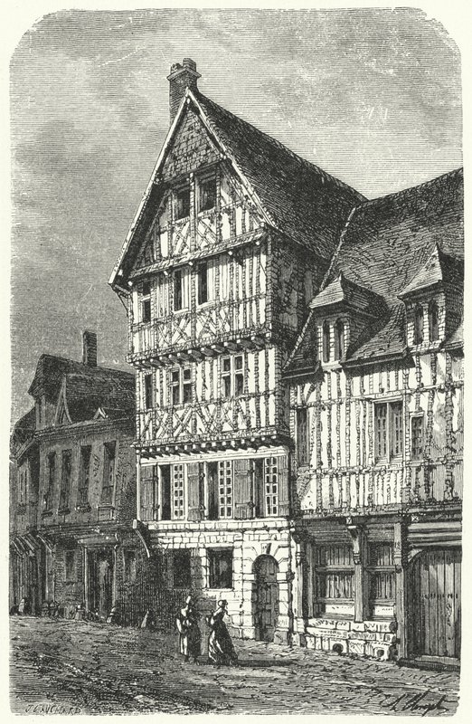 Casa natale a Rouen del drammaturgo francese Pierre Corneille (incisione) da German School