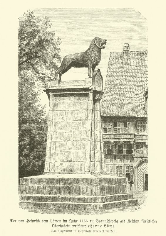 Leone di bronzo eretto da Enrico il Leone a Brunswick nel 1166 da German School