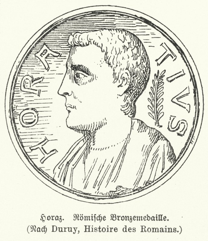 Medaglia di bronzo raffigurante il poeta romano Orazio (litografia) da German School