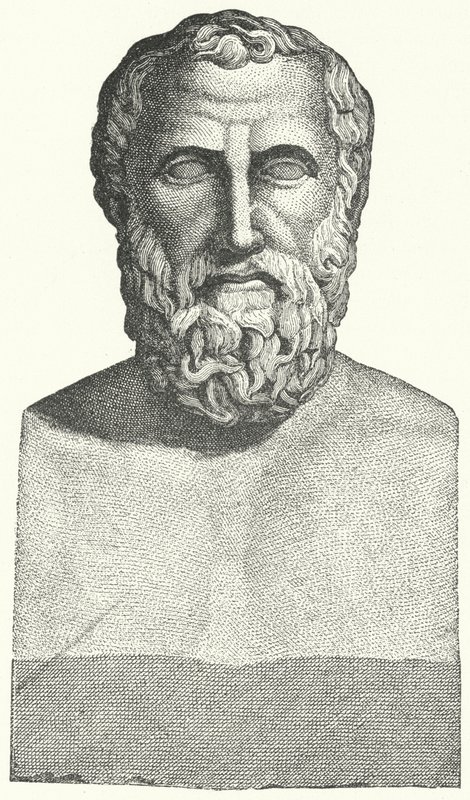 Busto del poeta greco antico Archiloco (incisione) da German School
