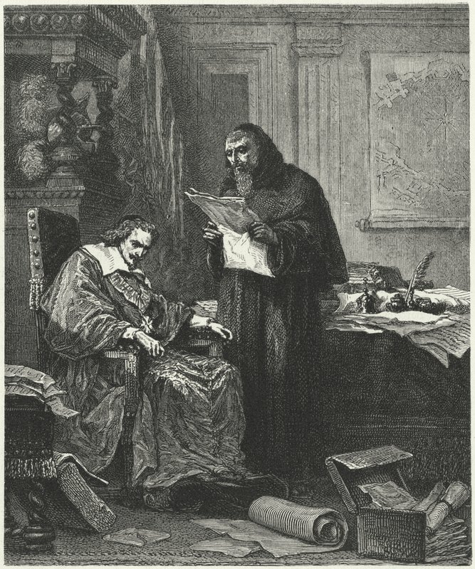 Cardinale Richelieu e il suo confidente e agente Pere Joseph (incisione) da German School