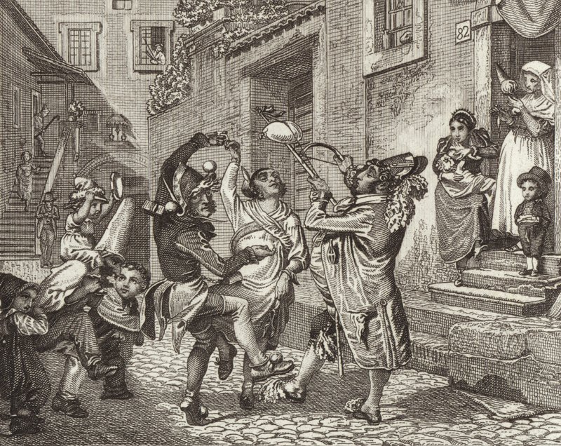 Carnevale a Roma, Italia. Illustrazione per Bilder-Atlas da German School