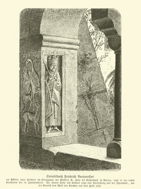 Immagine scolpita in pietra di Federico Barbarossa, Sacro Romano Imperatore da German School