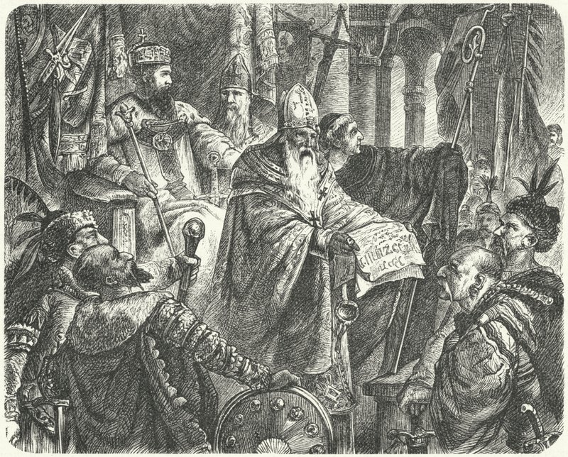 Casimiro III di Polonia che proclama lo Statuto di Wislica da German School