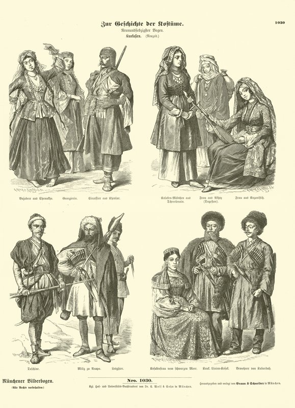 Costumi caucasici, XIX secolo da German School