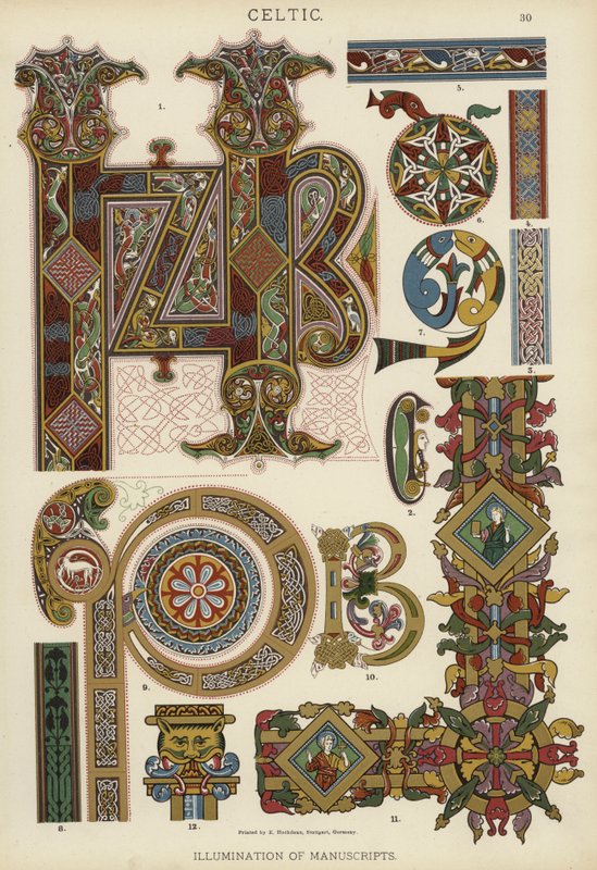 Celtico, illuminazione dei manoscritti da German School