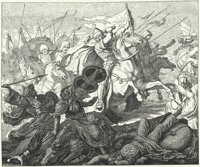 Carlo Martello alla battaglia di Poitiers, 732 da German School