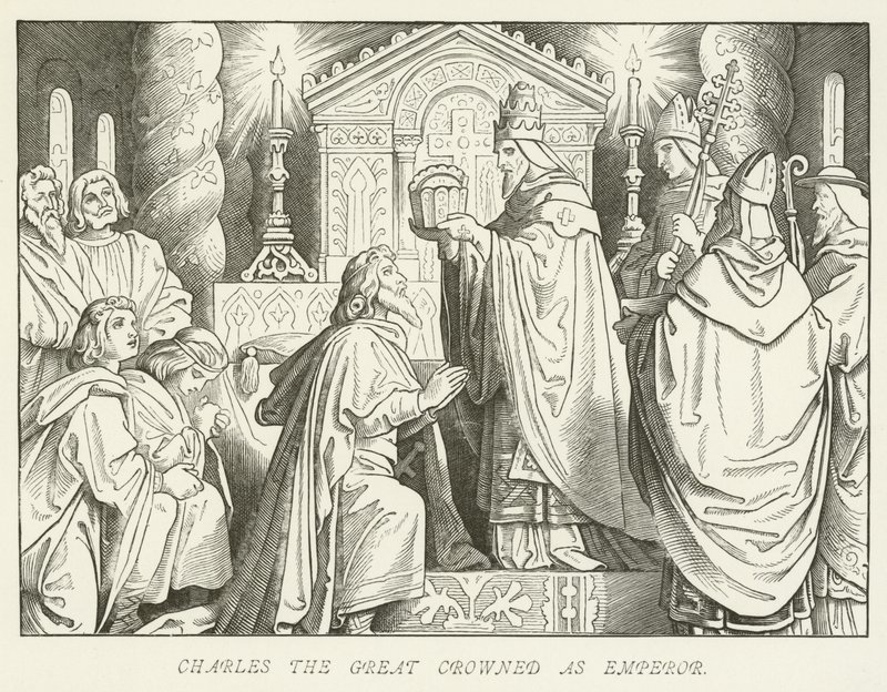 Carlo Magno incoronato Imperatore da German School