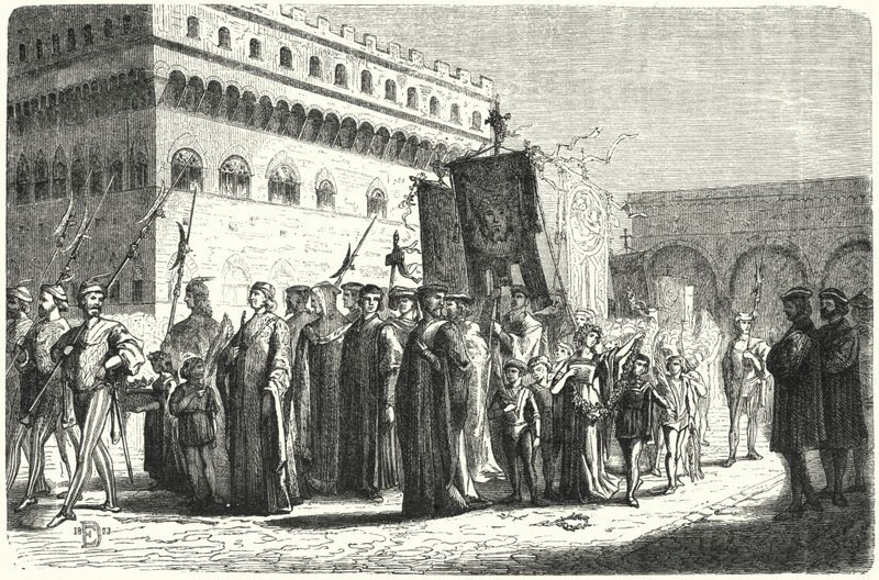Processione dei bambini a Firenze sotto il dominio di Girolamo Savonarola da German School