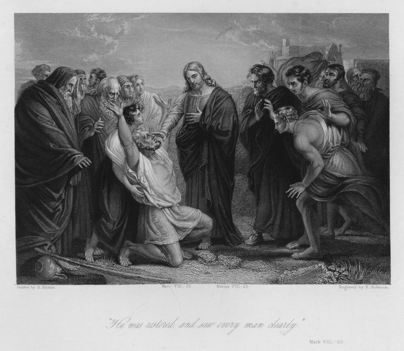 Cristo guarisce il cieco, Marco VIII, 25 da German School