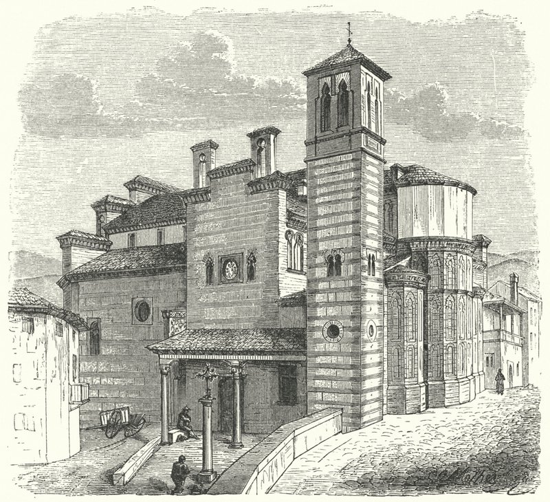 Chiesa di Santiago del Arrabal, Toledo, Spagna (incisione) da German School