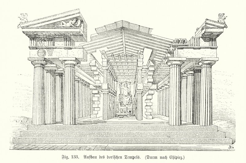 Costruzione di un tempio dorico greco antico da German School