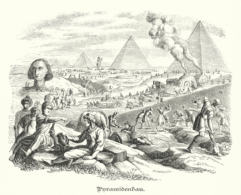 Costruzione delle Piramidi, antico Egitto da German School