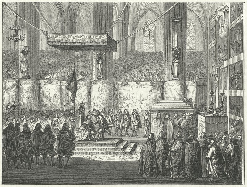 Incoronazione di Carlo X Gustavo di Svezia nella cattedrale di Uppsala da German School