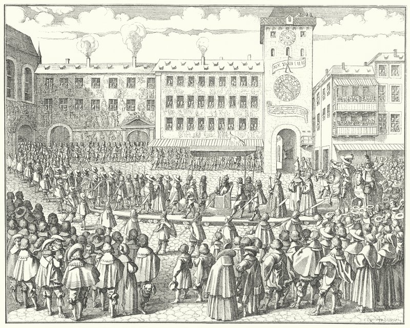 Processione di incoronazione di Mattia, Sacro Romano Imperatore nel 1612 da German School