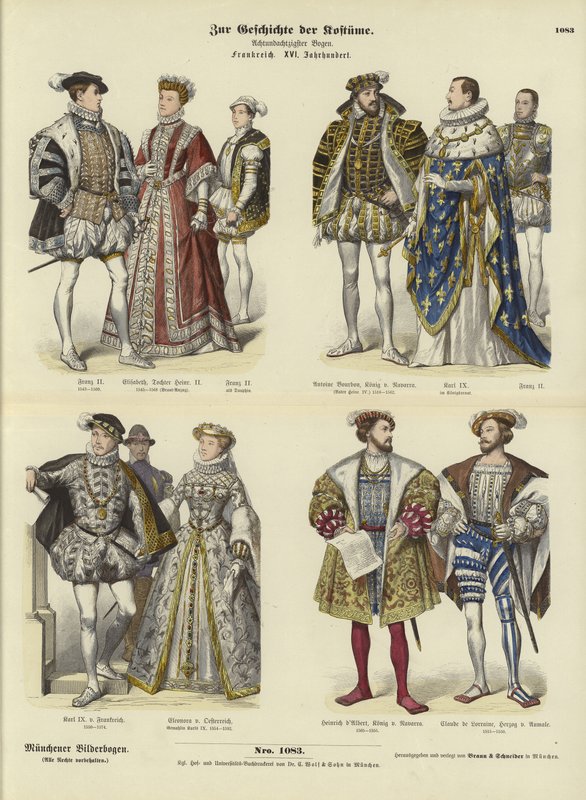 Costumi della nobiltà e della regalità francese, XVI secolo da German School