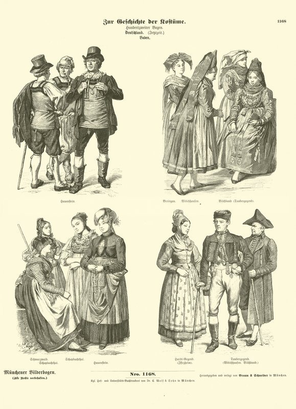 Costumi di Baden, Germania, XIX secolo da German School