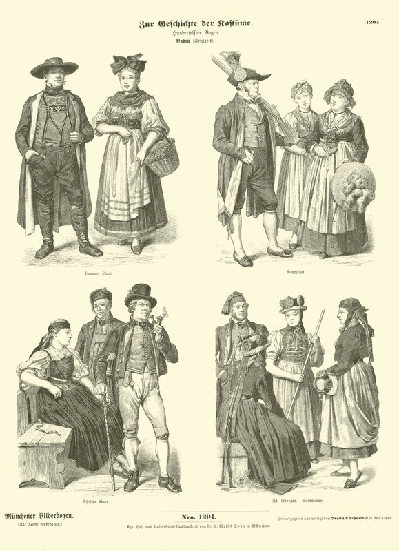 Costumi di Baden, Germania, XIX secolo da German School