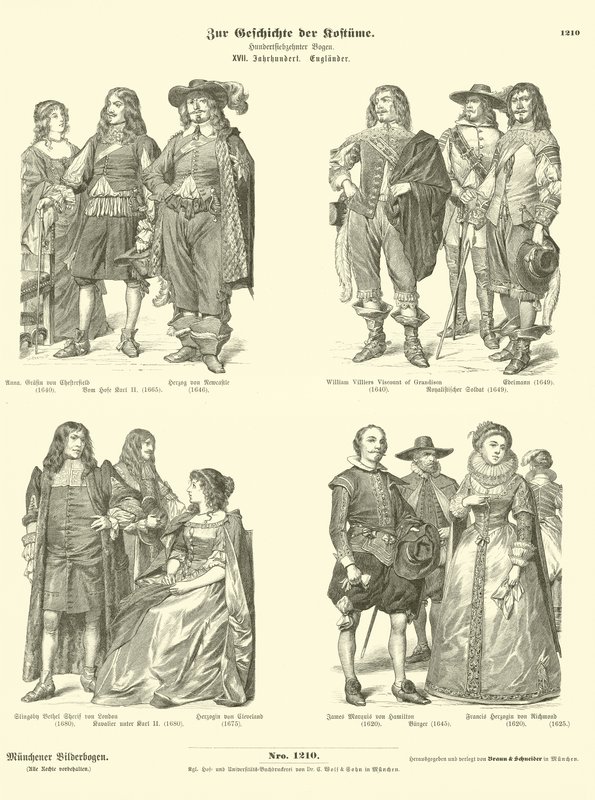 Costumi della nobiltà inglese, XVII secolo da German School