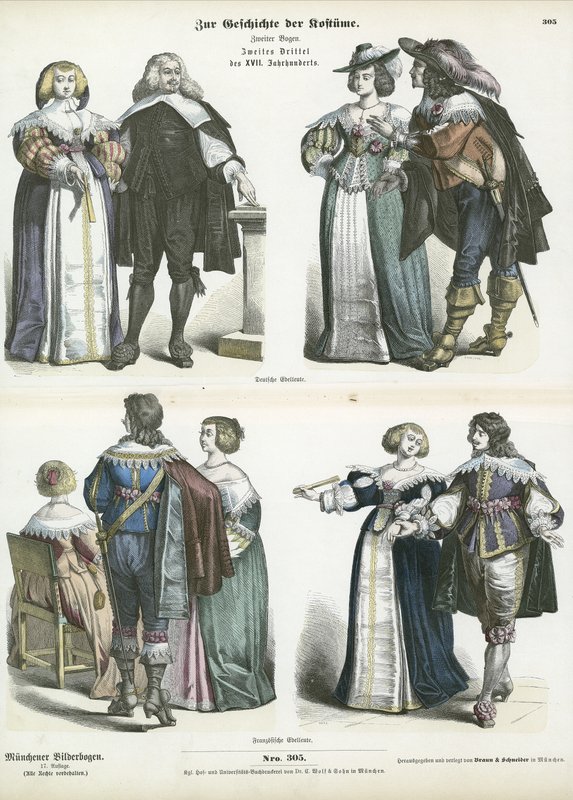Costumi della nobiltà tedesca e francese, metà XVII secolo da German School